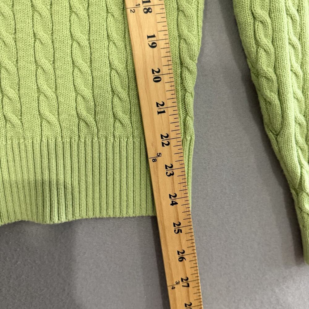 Denim & Co. Cable Knit Sweater Top Women's Small Green Pullover Fisherman NEW - Picture 8 of 9
